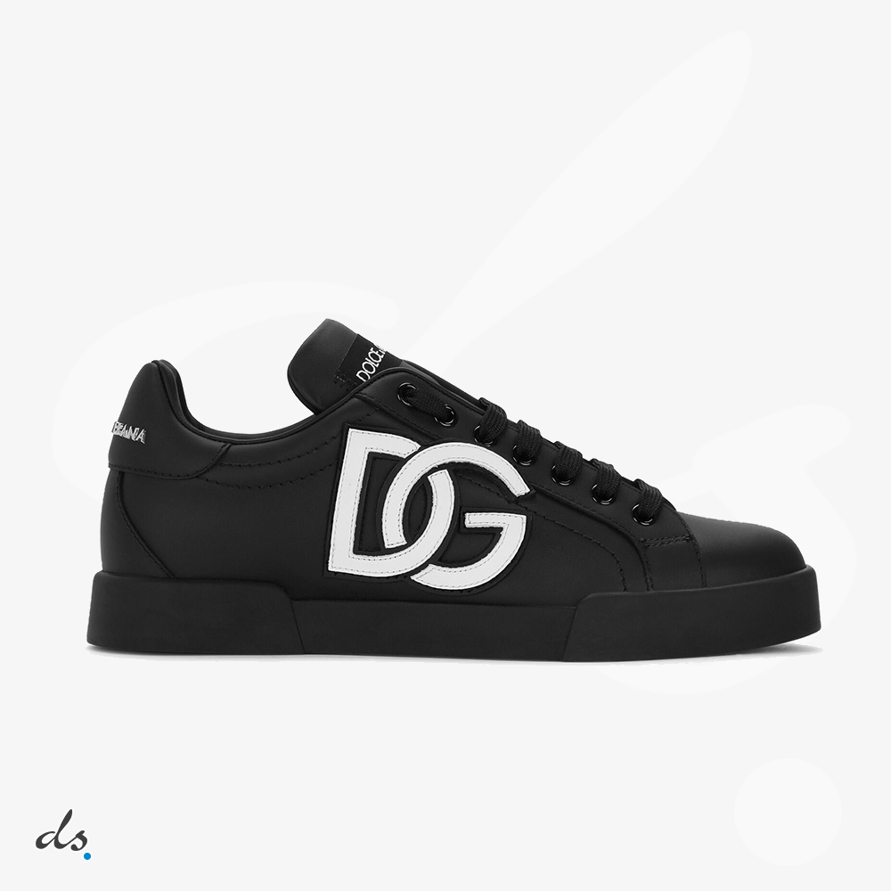 amizing offer Dolce & Gabbana D&G Calfskin Portofino sneakers with DG logo Black