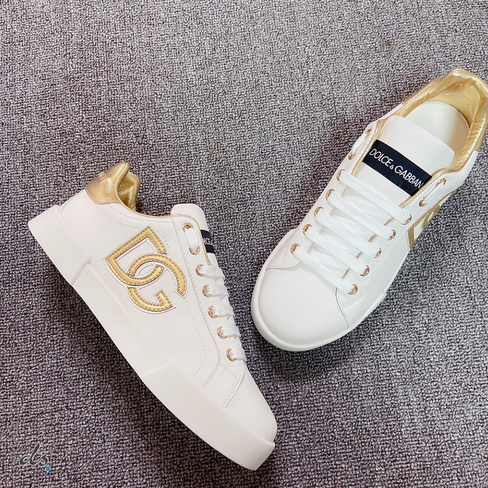 Dolce & Gabbana D&G Calfskin Portofino sneakers with DG logo Gold (3)