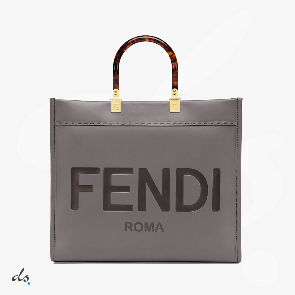 Fendi Sunshine Medium Grey leather shopper (1)