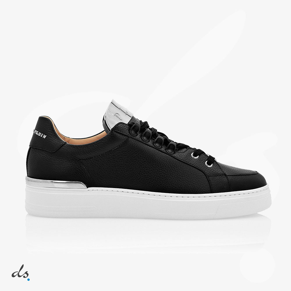 amizing offer PHILIPP PLEIN LEATHER LO-TOP SNEAKERS SILVER $URFER TM BLACK