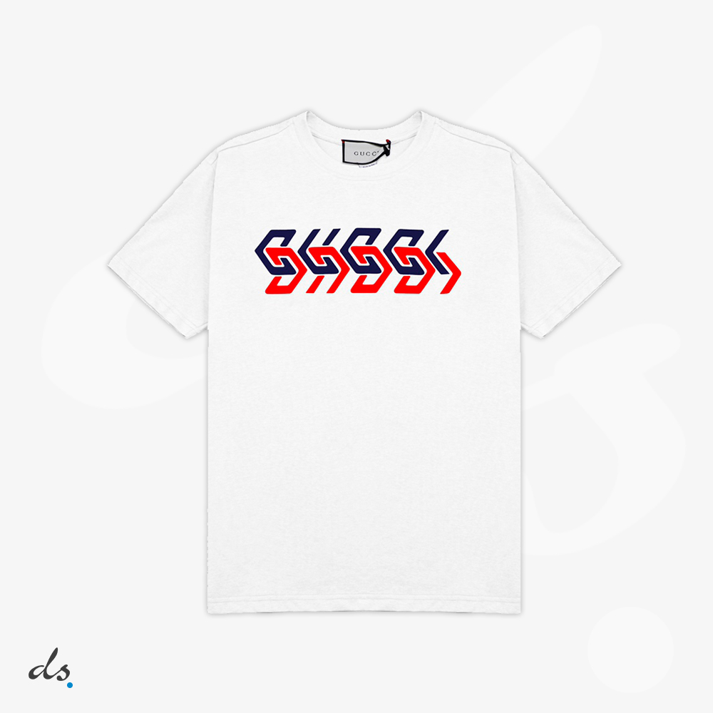 amizing offer Gucci Cotton jersey T-shirt with Gucci mirror print white