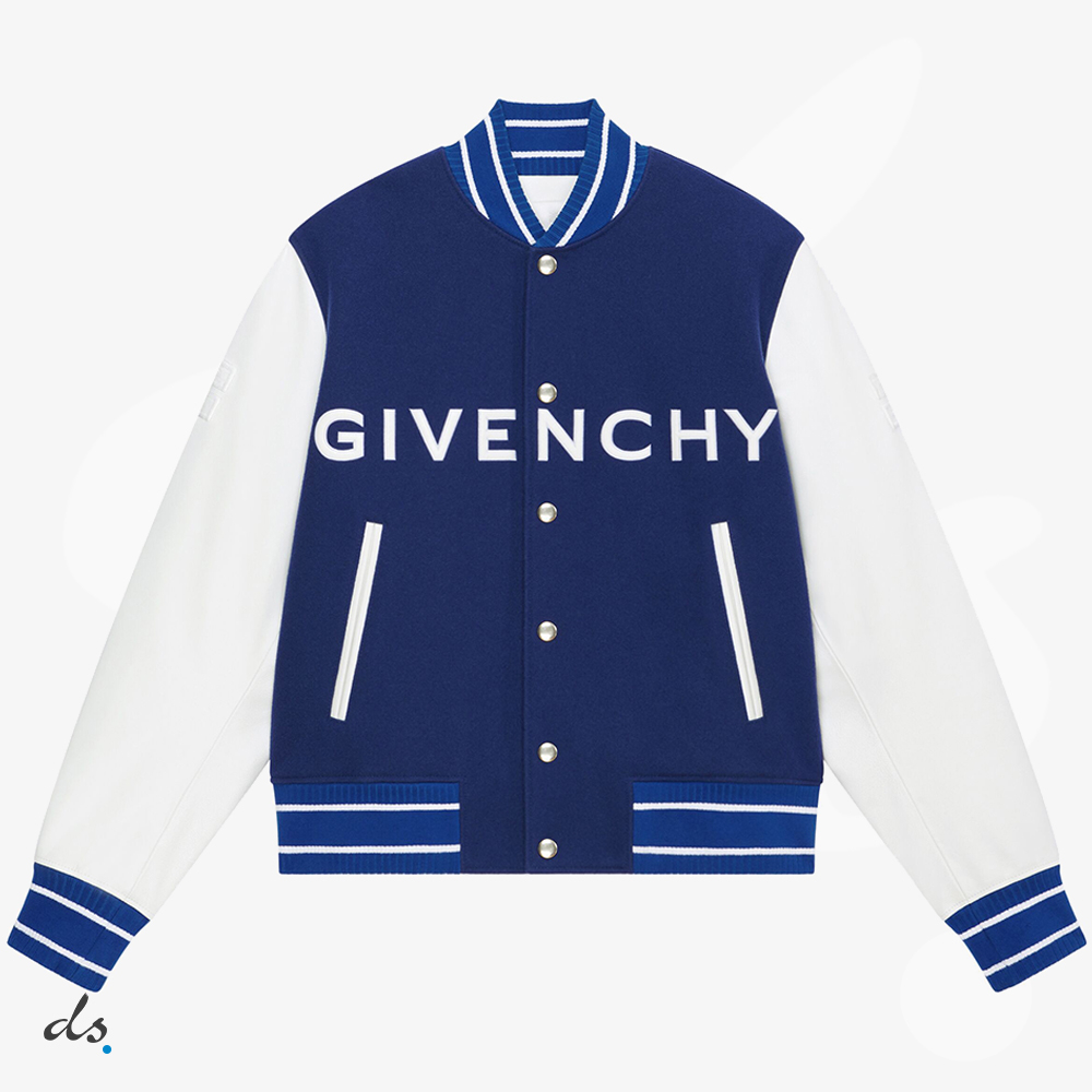 GIVENCHY bomber in wool and leather Blue (1)